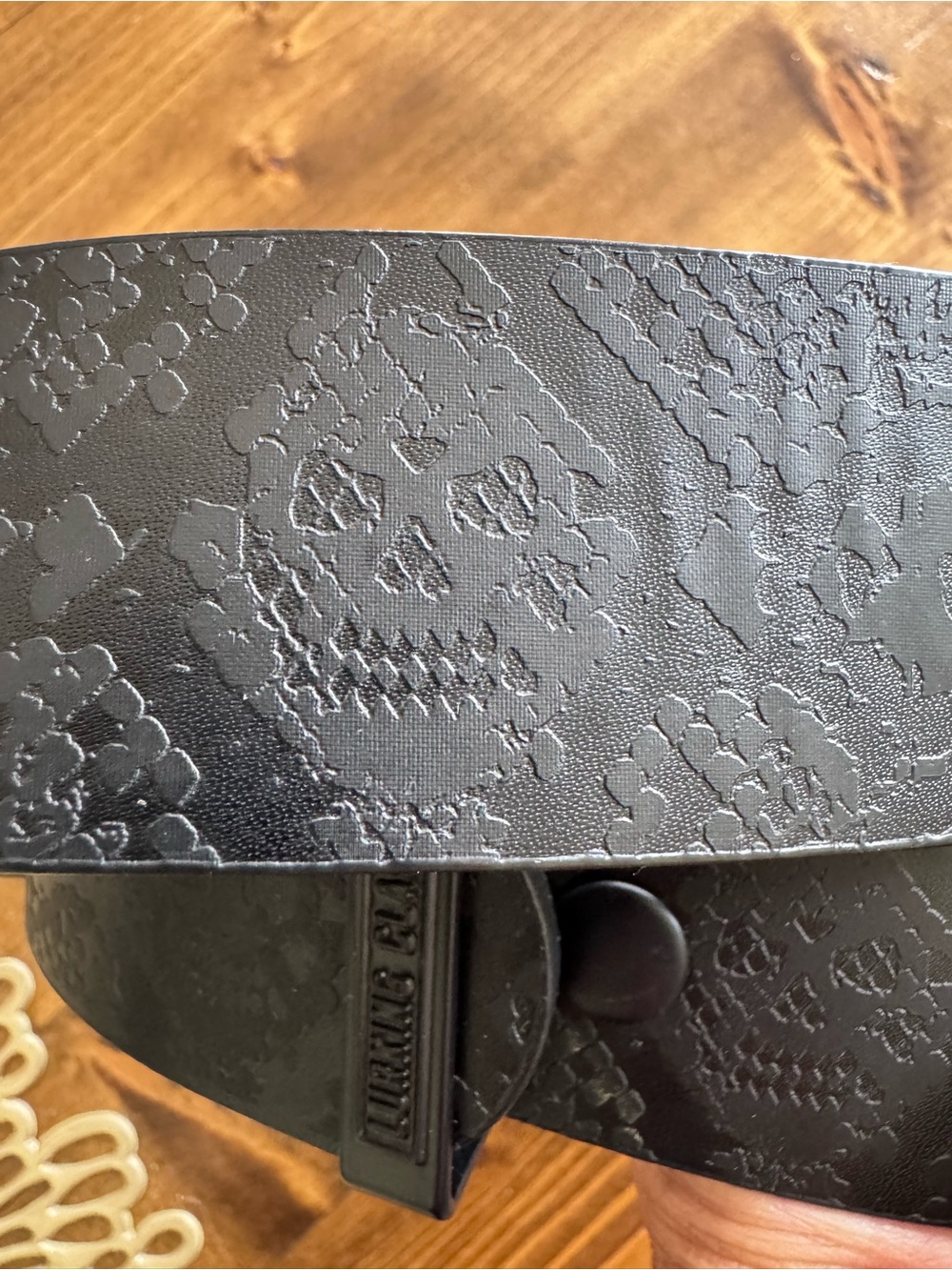 Lurking Class Black Skull Embossed Belt | Adjustable | Unisex - Picture 3 of 5